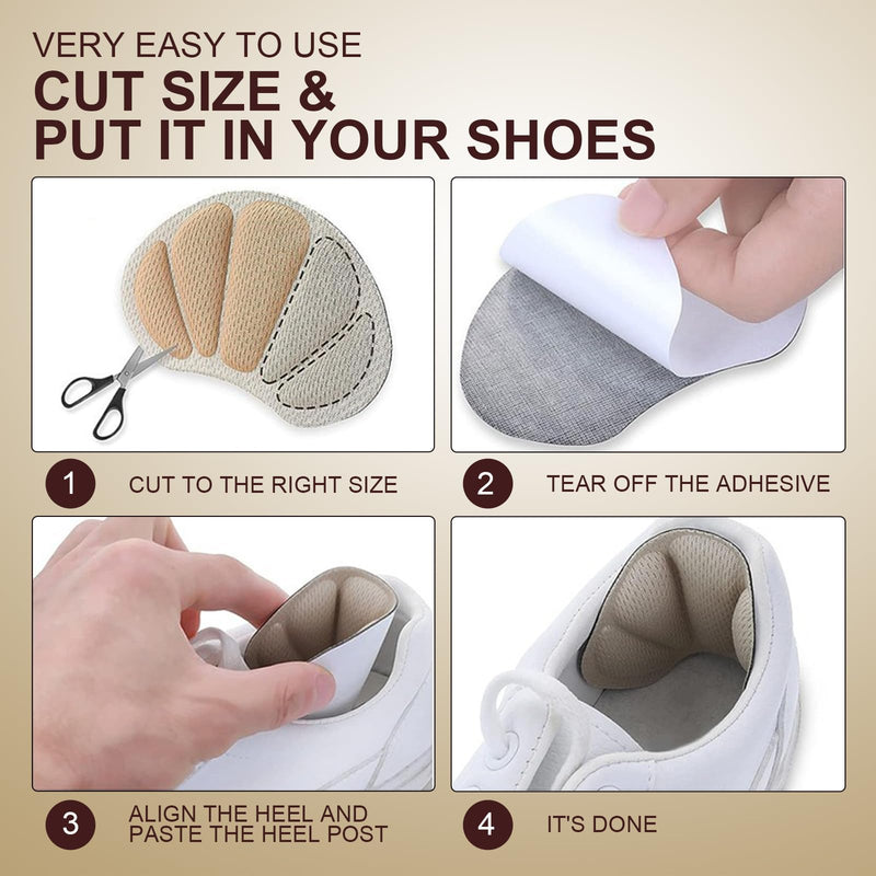 [Australia] - Pack of 6 heel shoe pads for shoes, premium heel pads, shoe insoles, heel protection pads against friction, heel pads, non-slip insoles for men and women (grey and black and skin colour). 
