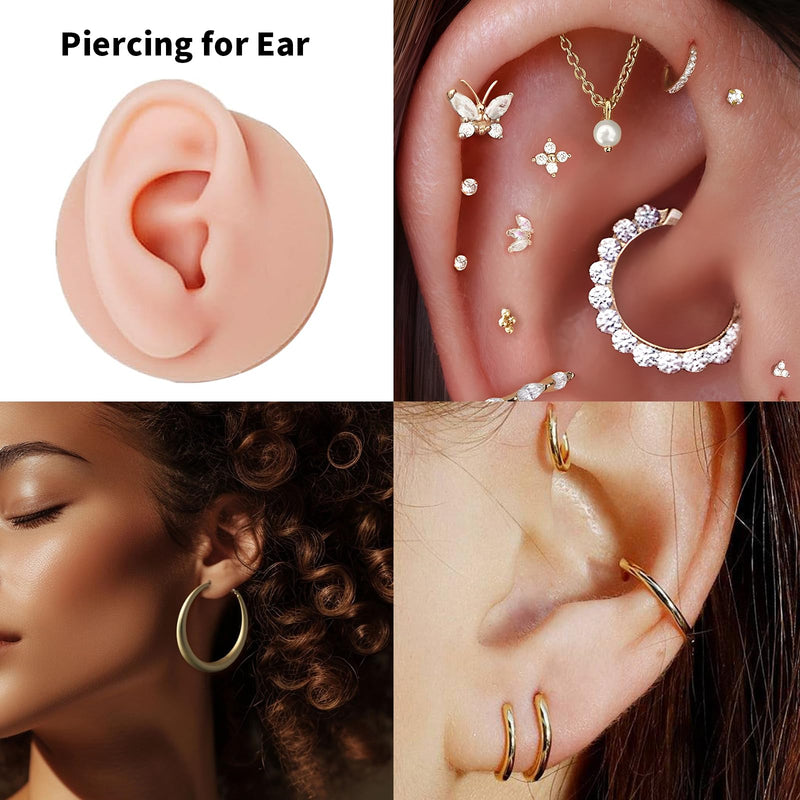 [Australia] - Piercing Kit Silicone Model Body Part Displays Set, 8pcs Soft Body Piercing Practice Model Kit with Display Holder,Soft Fake Tongue Mouth Nose Eye Navel Ear 5D Model Training Tool Kit for Piericng 