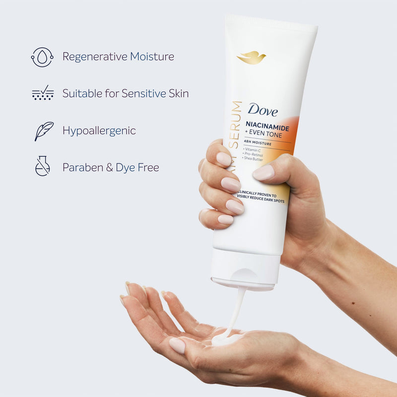 Dove Body Cream Serum Niacinamide + Even Tone for Dark Spots 8oz | Hydrating Lotion for Uneven Tone, with Vitamin C, Pro-Retinol and Shea Butter, Lightweight formula