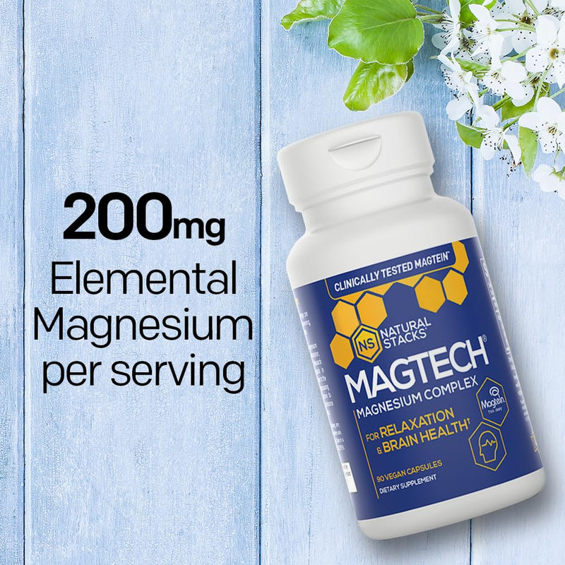 [Australia] - MagTech Magnesium Supplement - Chelated Magnesium Complex - 3 Forms of Magnesium: Magtein Magnesium L-Threonate, Glycinate & Taurate - Supports Relaxation & Brain Health*, 90 Magnesium Capsules Capsule 90 Count (Pack of 1) 