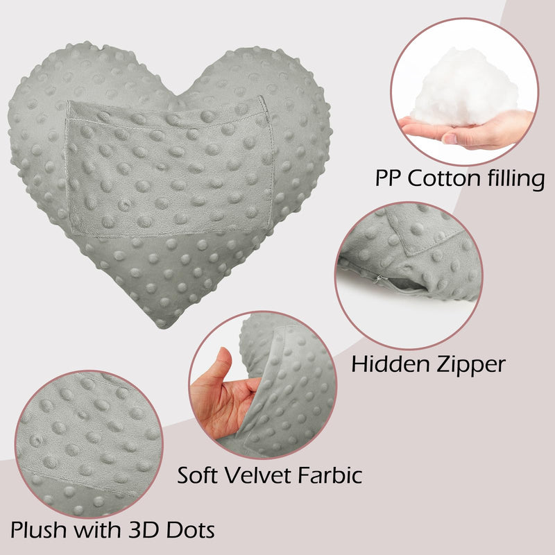 [Australia] - Heart Shape Pillow for Surgery with Pocket, Comfort Cushion Recovery Gifts for Women Men Patients Heart Shaped Pillow Grey 