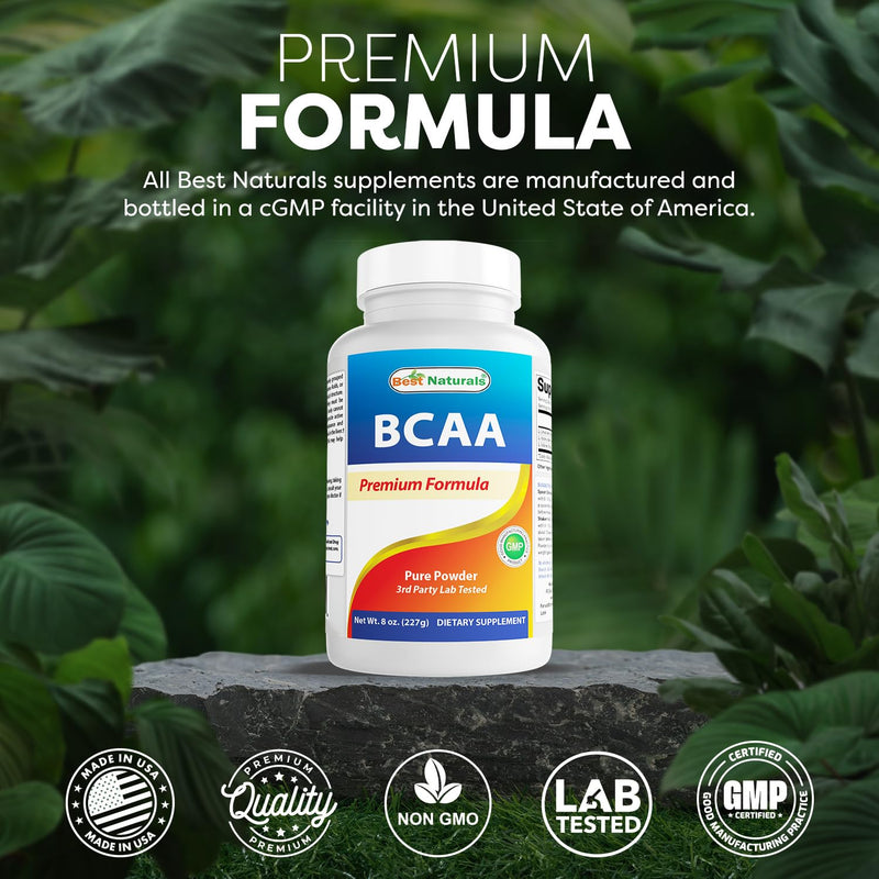 Best Naturals BCAA Powder 8 OZ Branch Chain Amino Acids Pharmaceutical Grade