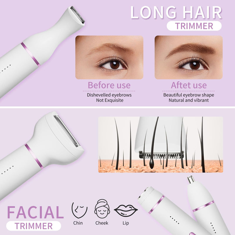 [Australia] - Electric Razor for Women- 5 in 1 Electric Shaver for Women, Wet & Dry Bikini Trimmer and Facial Hair Remover,Eyebrow Razors Nose Hair Trimmer Rechargeable Hair Removal Kit for Full-Body Hair 831 