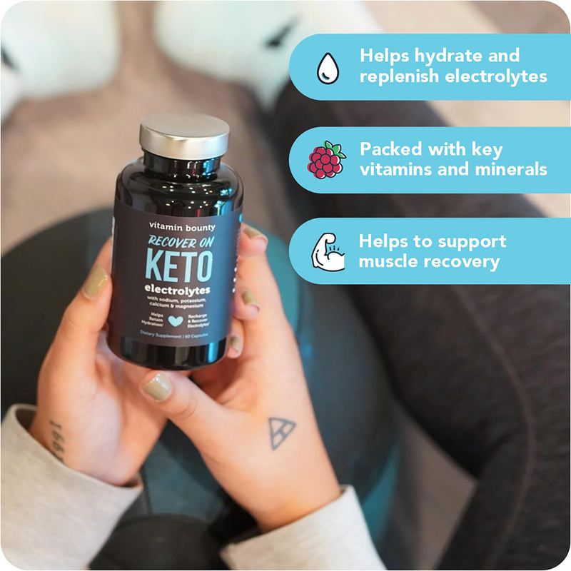 [Australia] - Vitamin Bounty Recover On Keto Electrolytes - Keto Supplements, Keto Electrolytes Pills, Electrolyte Supplement, Keto Vitamins, Sugar Free Hydration, Boost Energy, Workout Recovery - 60 Capsules 