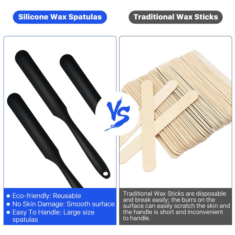 [Australia] - 10 Pcs Non-Stick Wax Spatulas, Large Silicone Sticks Reusable Hair Removal Applicator Makeup Scraper for Home Salon Body Use Black 