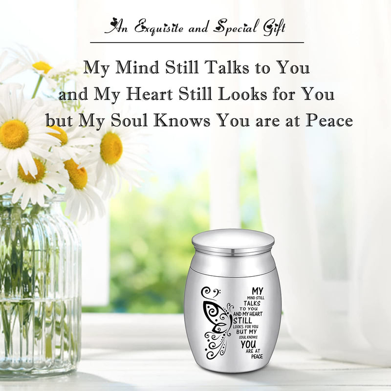 [Australia] - SOITIS Small Keepsake Urn for Human Ashes - 1.57 Inches Butterfly Mini Urn - Stainless Steel Ash Holder for Women, Silver 1.57Inch No-Custom 