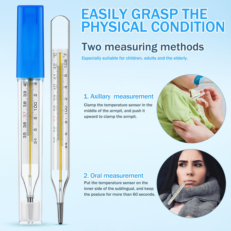 [Australia] - MAGICLULU 3Pcs Glass Oral Temperature for Adults Precise Measurement Fast Reading for Elderly Family Dual Scale ‚ÑÉ & ‚Ñâ 