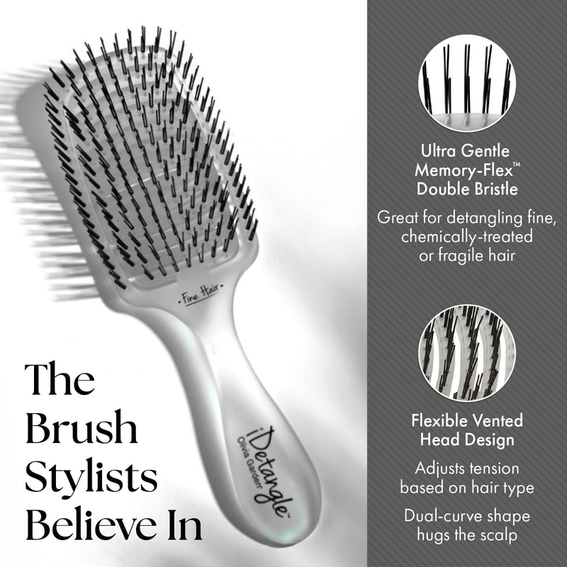 Olivia Garden iDetangle Hair Brush - Dual-Curve Shape, Adjusts Tension by Hair Type 3-Piece Kit