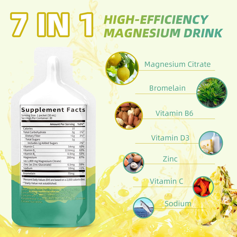 Catfit Magnesium Citrate Liquid (10 Fl Oz), Magnesium Complex Drink with Vitamin B, Zinc, Sodium and Bromelain for Sleep, Muscle, Heart, Gut Support 10 Count (Pack of 1)