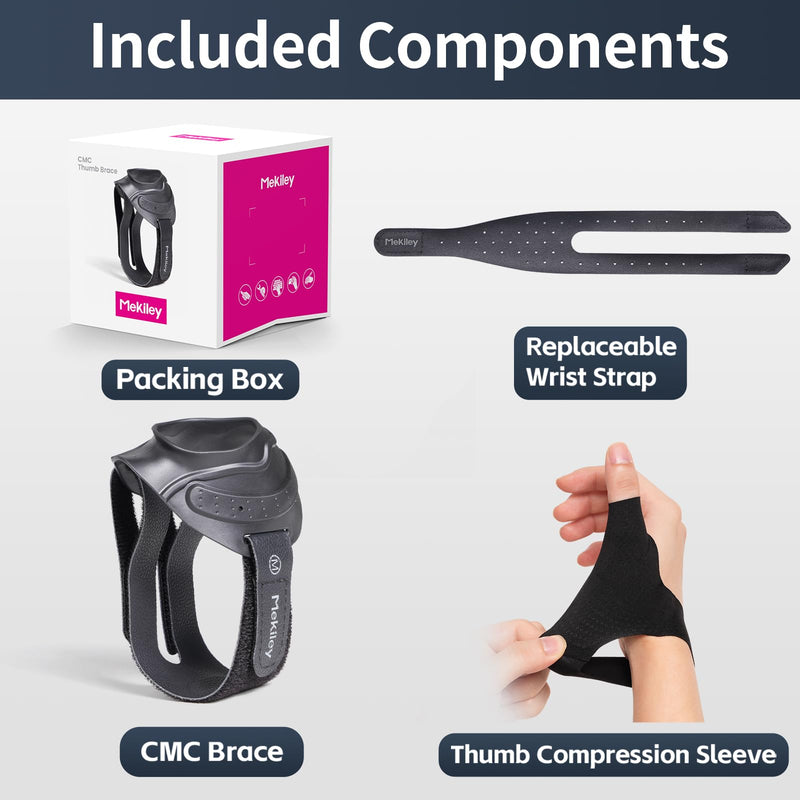 CMC Thumb Support Brace - with Firm Supportive Wrist Strap, Dual Density Thumb Brace Stabilizes CMC Joint, Pain Relief for Osteoarthritis for Women and Men (Black, Right Hand, Medium) Black, Right Hand
