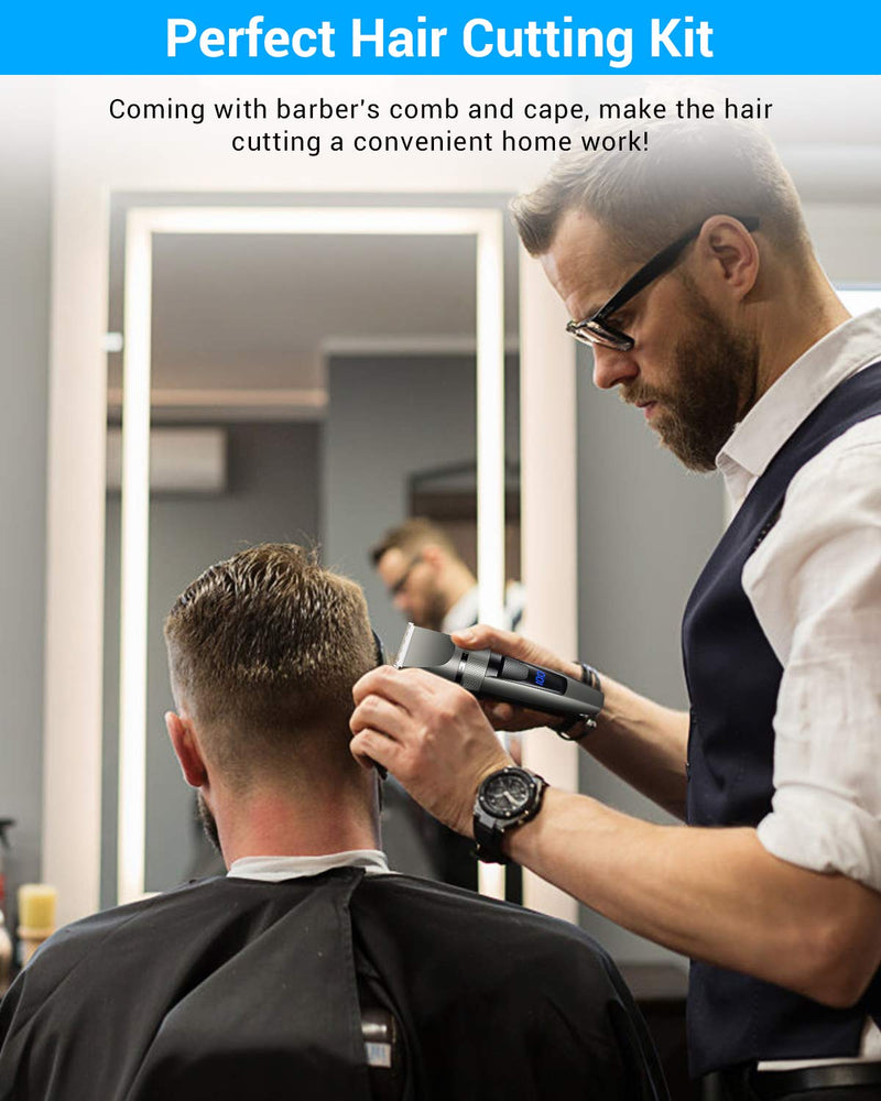 [Australia] - Qhou 2022 Newest Hair Clippers, Professional Hair Trimmer for Men, Corded/Cordless USB Rechargeable Clippers Set Electric Barber Home Hair Cutting Kit Beard Trimmer for Men with Combs and Cape- Gray 