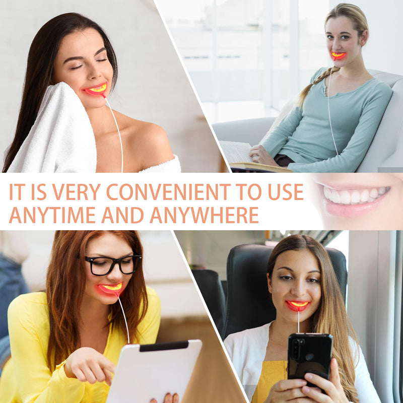 Red Light Therapy for Gums, Toothache Relief, 32 LED Periodontal Light, Bleeding Gums, Gum Health Red Light, with adapters for USB/C, iPhone, and Android from (White) White