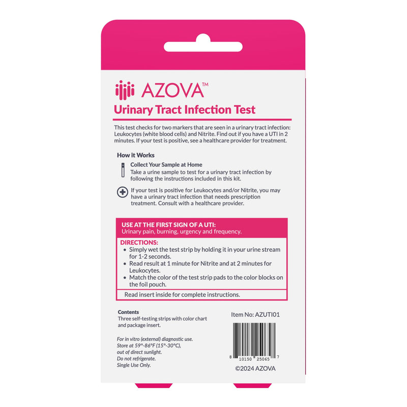 Urinary Health Test Strips | At-Home Wellness Monitoring Kit for Men, Women, and Children | Fast 2-Minute Results | Non-Invasive | 3 Tests | HSA/FSA Eligible by AZOVA UTI Test strips