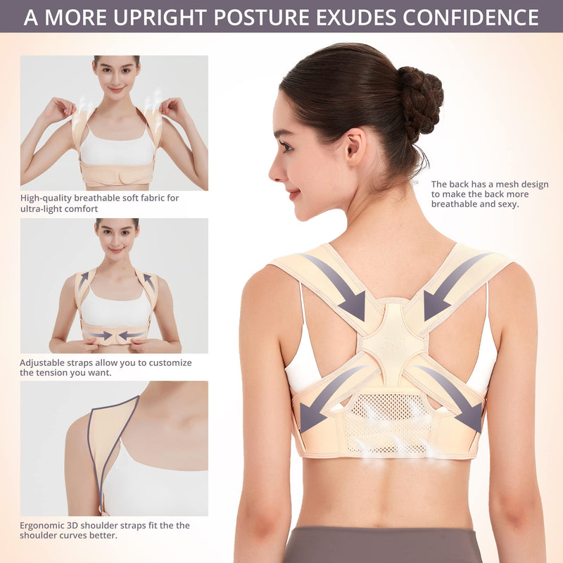 [Australia] - Posture Corrector for Women and Men, Breathable Back Brace, Adjustable Posture Corrector for Back, Shoulder and Spine Pain Relief (Small/Medium) Small/Medium 