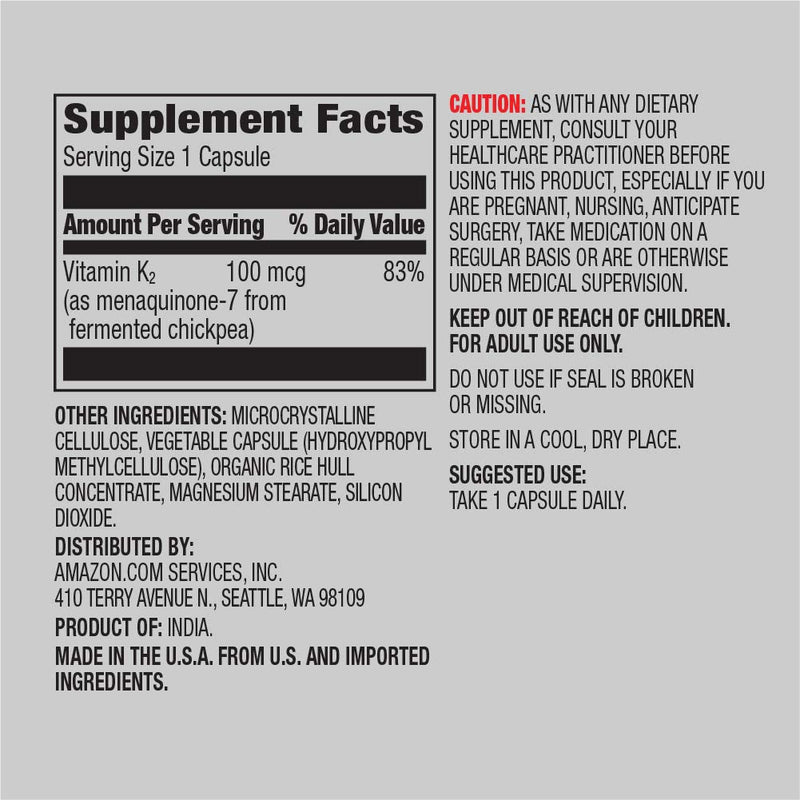 Amazon Elements Vitamin K2 (100 mcg, 65 Capsules, 2 Month Supply) and Amazon Elements B Complex (High Potency, 83% Whole Food Cultured, 65 Capsules, 2 Month Supply)