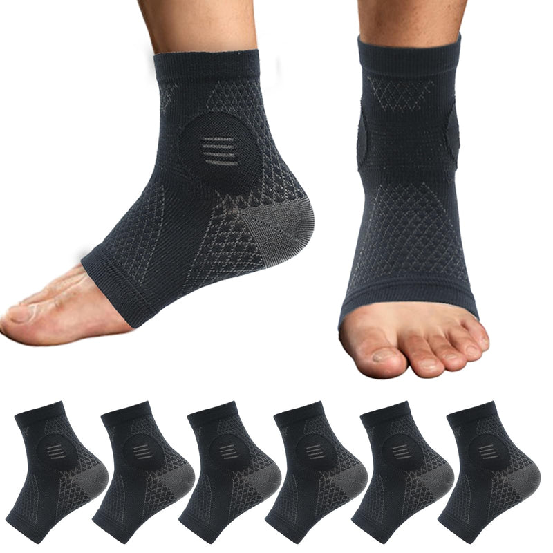 3Pairs Neuropathy Socks - Soothe Relief Compression Socks 20-30 mmHg - Comprex Ankle Sleeves for Arch Support, Achilles Tendonitis, and Foot Pain Relief (X-Large, Black) X-Large