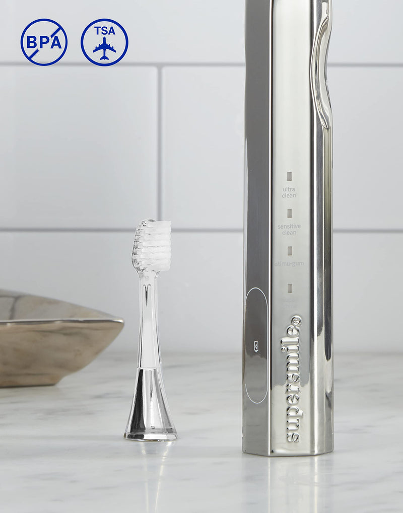 Supersmile Zina45 Replacement Brush Heads for Sonic Pulse Toothbrush Silver