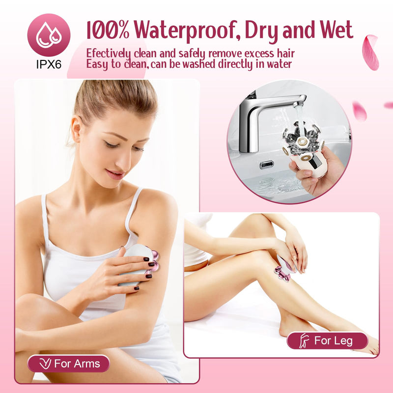 [Australia] - Electric Razors for Women,7D Gifts for Women,Cordless Electric Shaver with Detachable Head Wet/Dry Facial Hair Remover for Legs Painless Water Resistant (Pink) Pink 