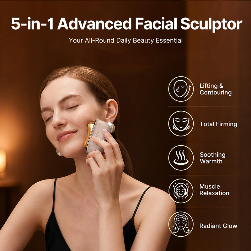GS5 Electric Heated Gua Sha Tool, Red Light Face Massager, Pink | Brass Facial Massager with Vibration, Beauty Device for Face & Neck, Skin Firming Device for Facial Sculpting, Gift for Women 1 Device