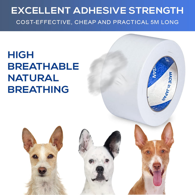 Ear Tape for Dogs 2 Pack with Dog Ear Cleaner Cotton Swabs, Self Adhesive Cotton Tape for Dog Ear Protection and Support, Ear Care Set for Dogs (Tape Width_1 inch(25mm)) 1.0 inch (25 mm) - PawsPlanet Australia