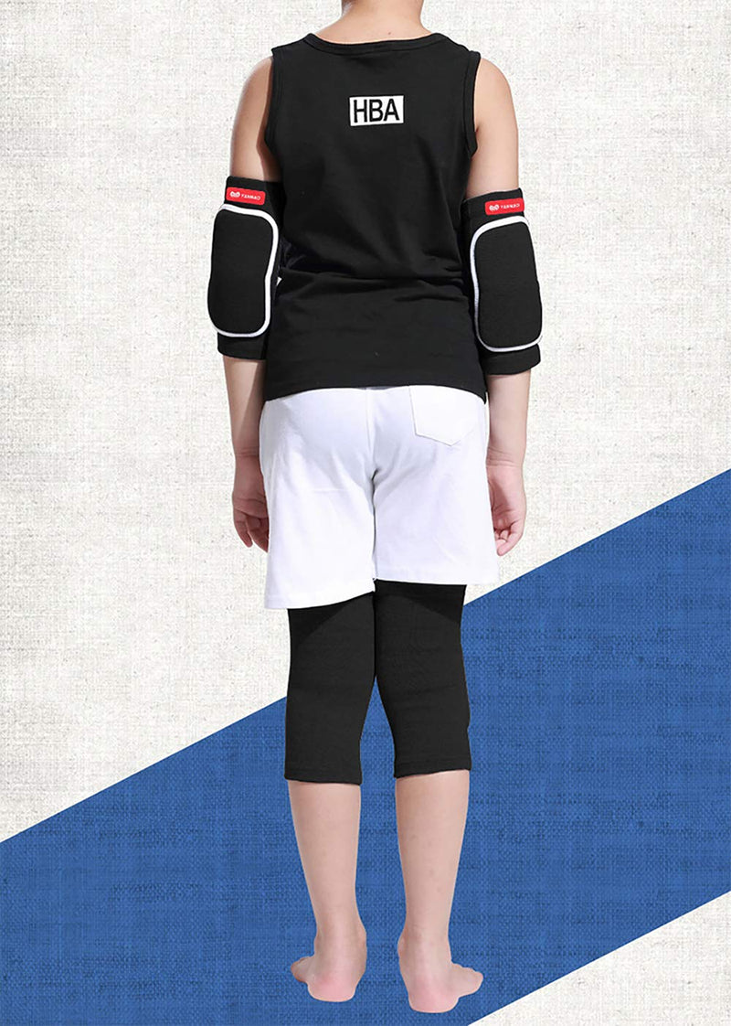ANKOMINA Unisex Adult 2 Pairs Knee Pad and Elbow Support Set,Anti-Slip Breathable Flexible Elastic Knee Brace Knee Elbow Support Protector for Volleyball Football Dance Yoga Skating Baskeball Sport Black L(Adult