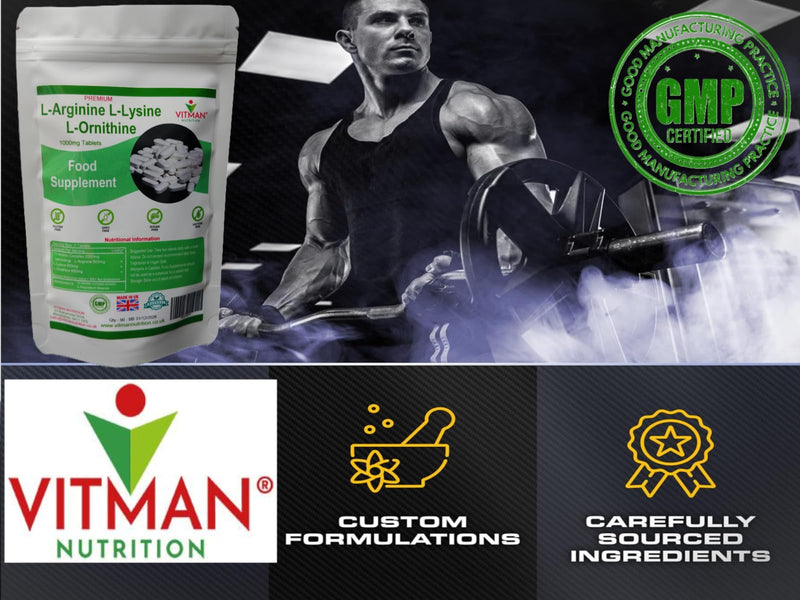 L-Arginine L-Lysine L-Ornithine Tablets - Synergistic Amino Acid Complex 120 x 800mg Pills - Health Supplement Bodybuilder Gym Muscle Mass Support - Promotes Optimal Assimilation & Absorption (120)
