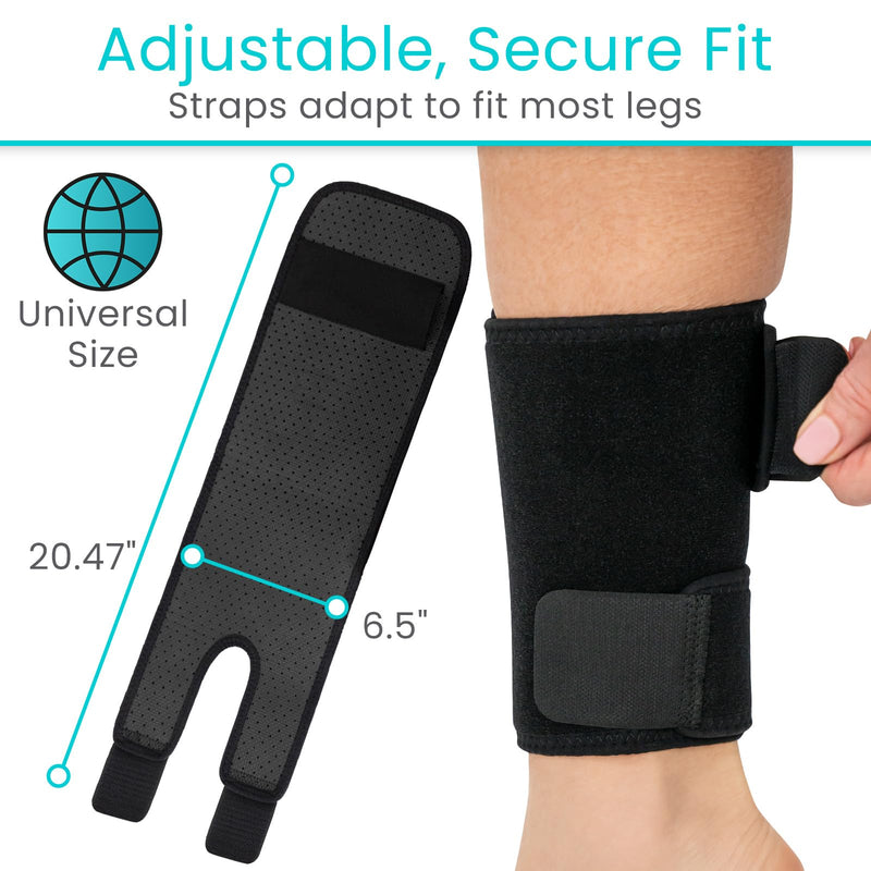 [Australia] - Vive Shin Splint Compression Wrap (Pair) - Adjustable Brace for Pain Relief, Support and Recovery - Lower Calf Compression Sleeve - For Medial Tibial Stress Syndrome and Anterior Shin Splints (Black) Black 