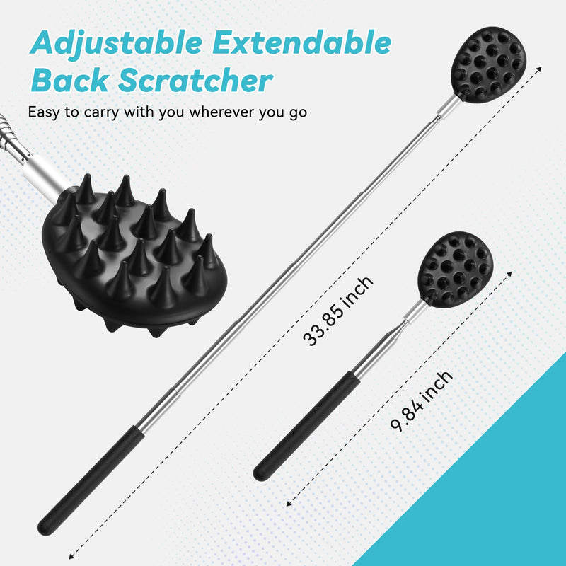 [Australia] - Telescoping Back Scratcher with 3Pcs Detachable Heads, Back Scratcher for Men/Women, Fathers Day Dad Gifts Birthday Gifts for Husband, Men, Women, Him, Her Ink Black 