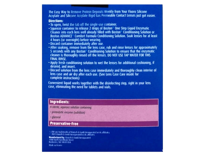 [Australia] - Boston One Step Liquid Enzymatic Cleaner ‚Äì Protein Remover for Rigid Gas Permeable Contact Lenses, 15-Week Supply 