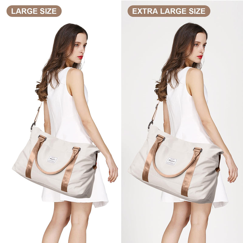 Travel Duffel Bag, Carry On Overnight Weekender Bags for Women | Travel Bag with Wet Pocket & Trolley Sleeve, For Spirit Airlines 18x14x8 Personal Item Bag A1-Beige & Brown Extra Large Travel Bag