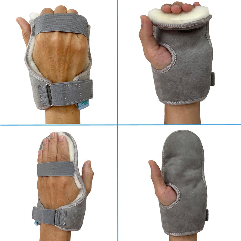 Sheepskin Palm Protector Right Hand Glove Comfortable Palm Pad |Soft Adjustable Pad |for Preventing Finger Contractures Palm Skin Damage Protection Gray 1 Piece Right Hand 1 Piece