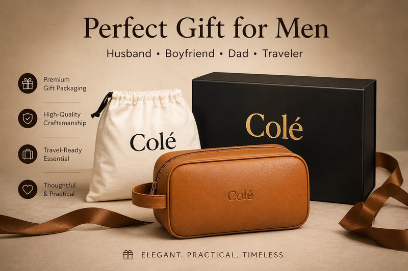 Colé Premium Toiletry Bag for Men Water Resistant Travel Organizer.