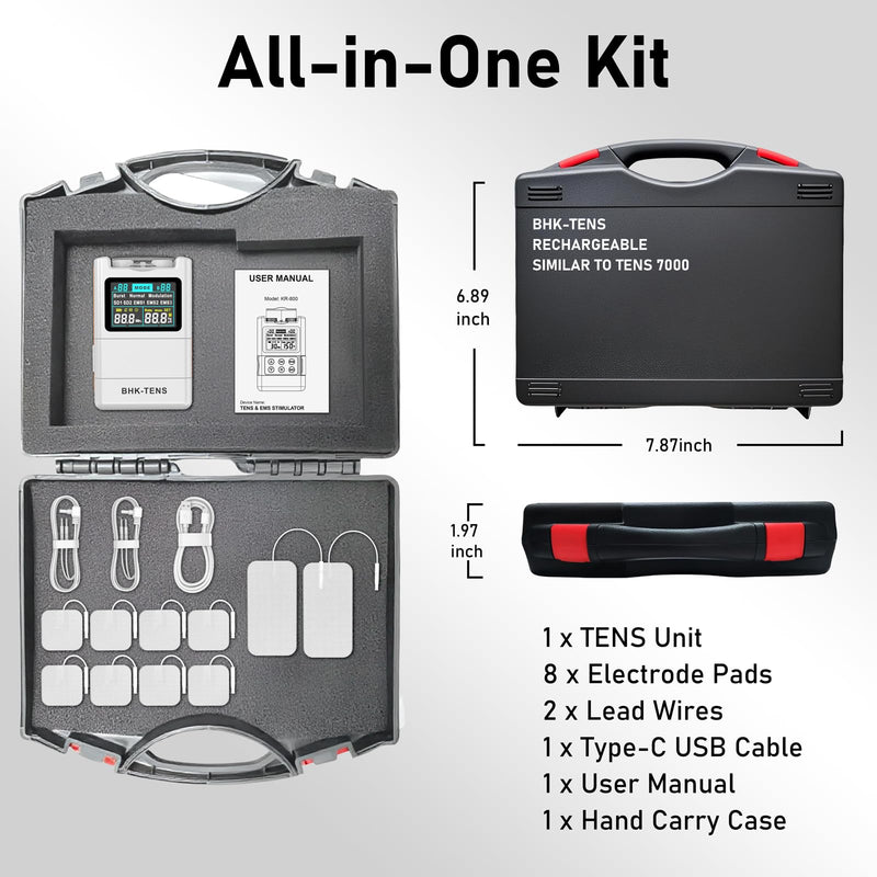 Digital TENS Unit with 8 Electrodes Pads, EMS TENS Unit Muscle Stimulator for Back Pain Relief, Upgraded Color LCD TENS Machine, Rechargeable Tens Massager for Neck Pain Relief, Sciatica Pain Relief