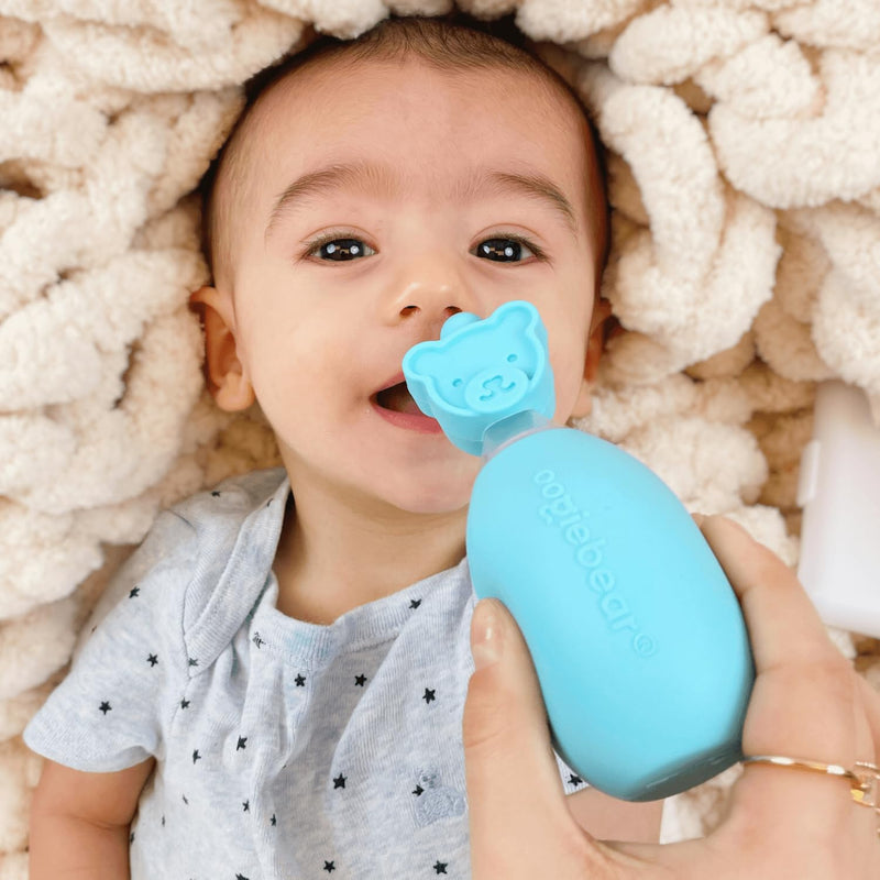 [Australia] - oogiebear: Baby Nasal Aspirator - Safe Booger & Earwax Remover for Newborns, Infants, Toddlers - Better Syringe, Airtight Suction, Nose Sucker - Essential Baby Stuff, Diaper Bag Must-Haves, Blue 