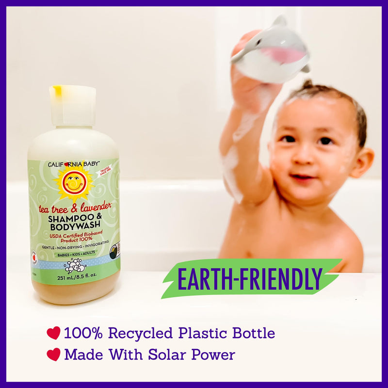 [Australia] - California Baby Tea Tree & Lavender Baby Shampoo And Body Wash - Allergy Tested Baby Soap and Toddler Shampoo, for Dry, Sensitive Skin, 100% Plant-Based - USDA Certified, 251 mL / 8.5 fl. oz. 
