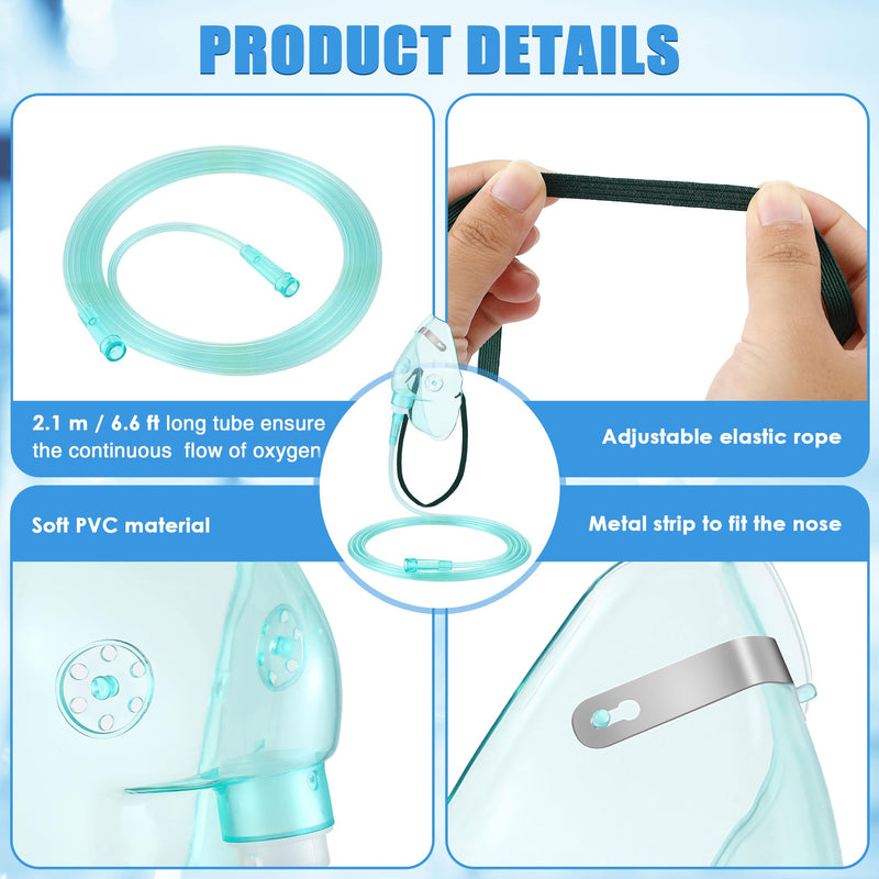 [Australia] - Geiserailie 2PCS L Oxygen Mask with 6.6 Ft Tubing and Adjustable Elastic Strap, Adult Oxygen Mask with Tubing, Breathing Masks for Face Adult Size L 