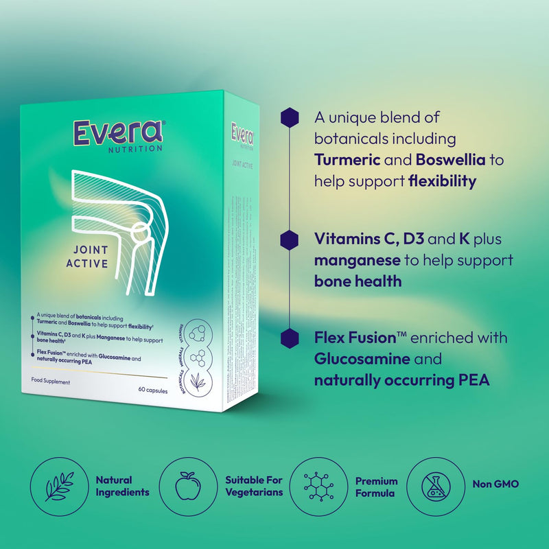 Joint Active, 60 Capsules | Supports Bone Health, Mobility & Flexibility | Joint Support Supplement | with Turmeric, Boswellia, Glucosamine + Essential Vitamins & Minerals