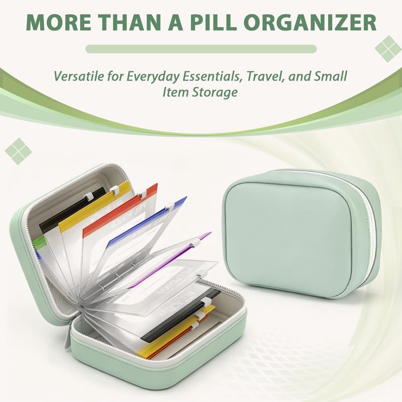 A8 Waterproof Pill Pouch Set-14pc Bags Inside,Pill Organizer Set for Travel | Waterproof Travel Pill Organizers,Leakproof Reusable Zippered Storage Case for Fish Oils, Vitamins