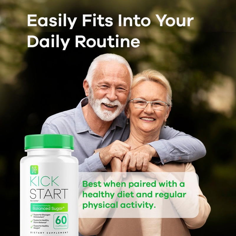 Kick Start Glyco Optimizer Capsules, Kick Start Glycol Supplement Support Pills Premium - All Natural Advanced Formula, Kick Start Vitamin, 60 Capsules for 1 Month