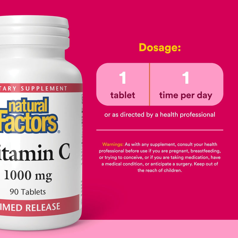 Natural Factors - Vitamin C 1000mg Time Release, Potent Antioxidant Protection, 90 Tablets 90 Count (Pack of 1)