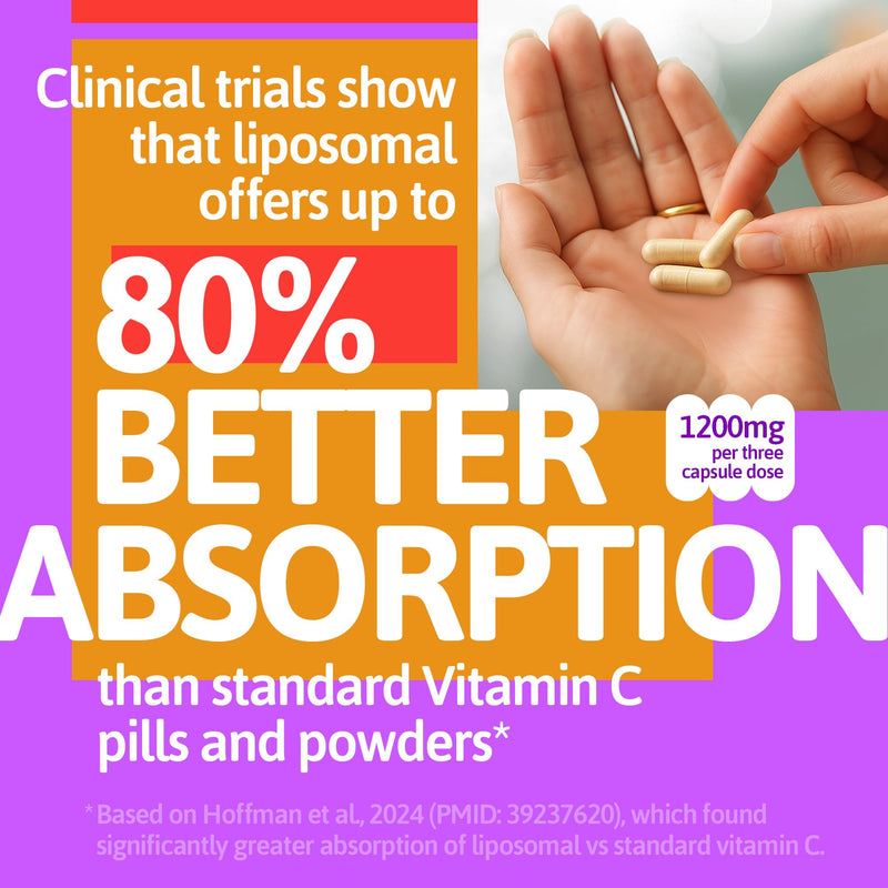 Nature Provides Liposomal Vitamin C 1200mg Quali-C - High Strength VIT C Supplement - Immune Function, Collagen, Energy - Vegan - 90 Capsules - UK Made