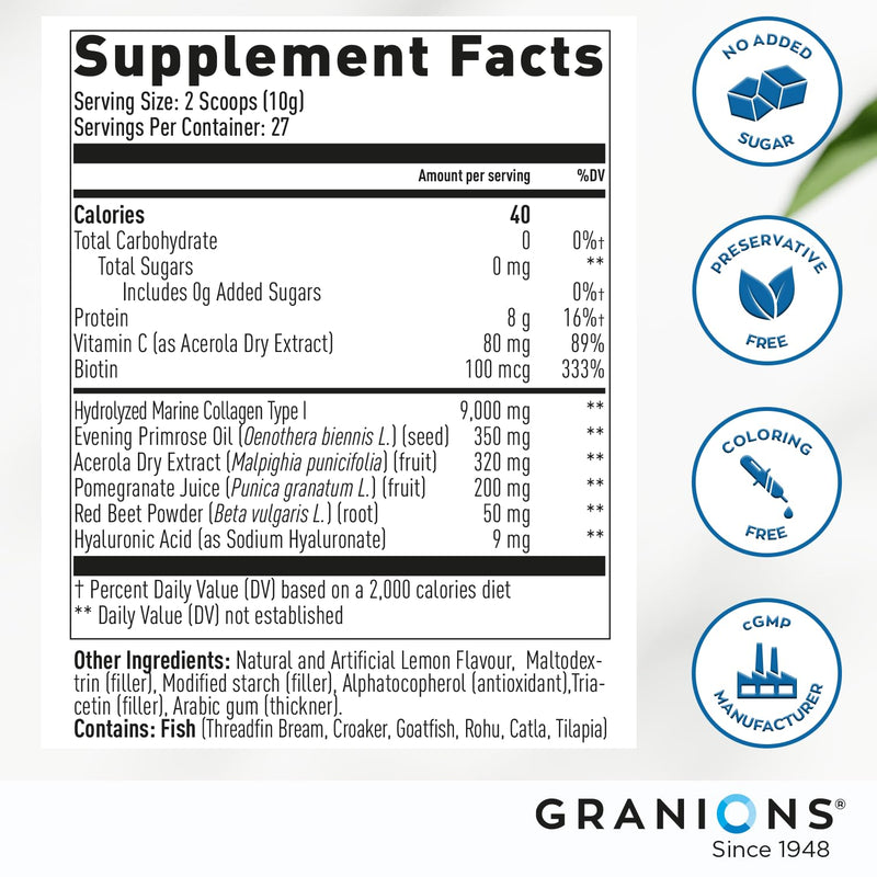 Granions Marine Collagen Tablets with CoQ10 and Lemon Powder - Hydration, Glow & Beauty Care Bundle