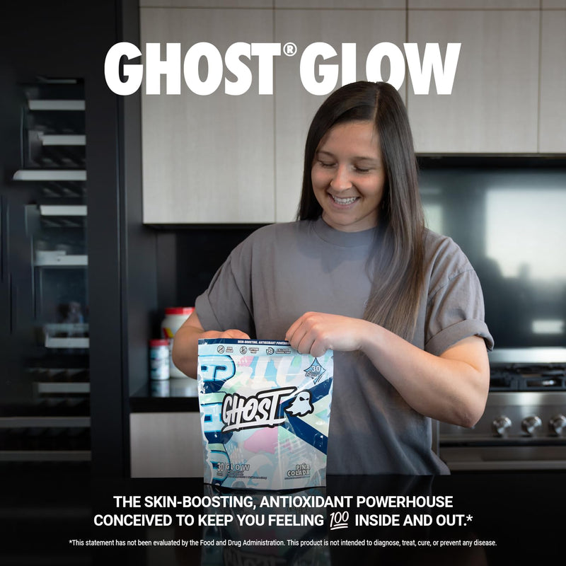 [Australia] - GHOST Glow Sticks: Beauty and Detox Supplement - 30 On-The-Go Stick Packs, Pina Colada - Hyaluronic Acid, Biotin & L-Theanine for Skin-Boosting Support ‚Äì Sugar Free, Gluten Free Glow Sticks Pi√±a Colada 