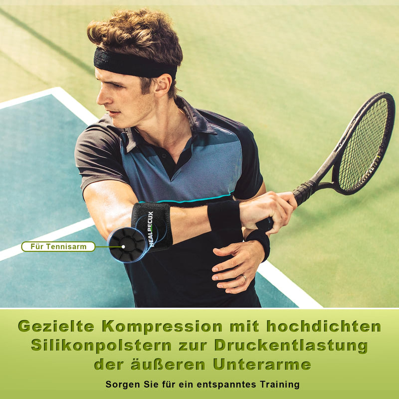 [Australia] - Healrecux elbow bandage for men and women, adjustable tennis elbow and golfer's elbow bandage for tendonitis, forearm pain, compression wristband elbow cuff black 