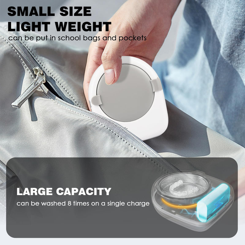 [Australia] - Mxmoonant Wireless Braces Cleaner, 2000mAh Rechargeable, 50kHz, 80ml, 360g, 18W, 5V2A, with Retainer Case & Mini Brush, Suitable for Travel, Business Trips, Office 