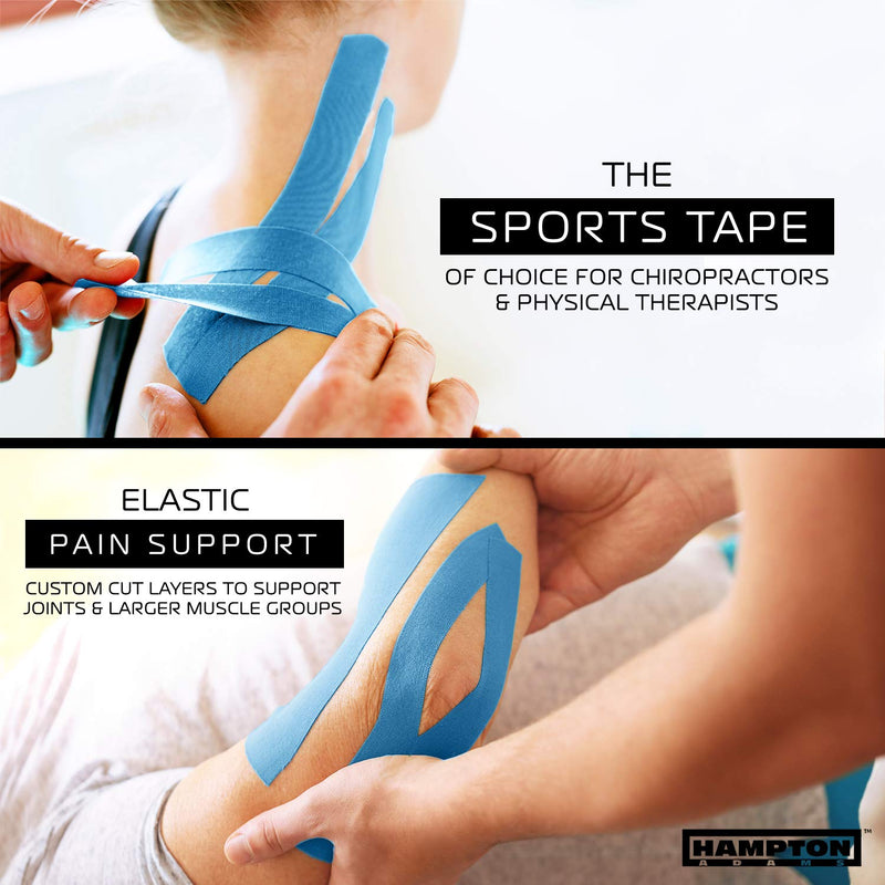 [Australia] - Hampton Adams | As Seen on Shark Tank | Elastic Kinesiology Tape (Bulk Roll) | 135ft Uncut | Supports & Protects Muscle Wrist Knee Shoulder Back Plantar Fasciitis | Waterproof Hypoallergenic 1-Pack Blue 