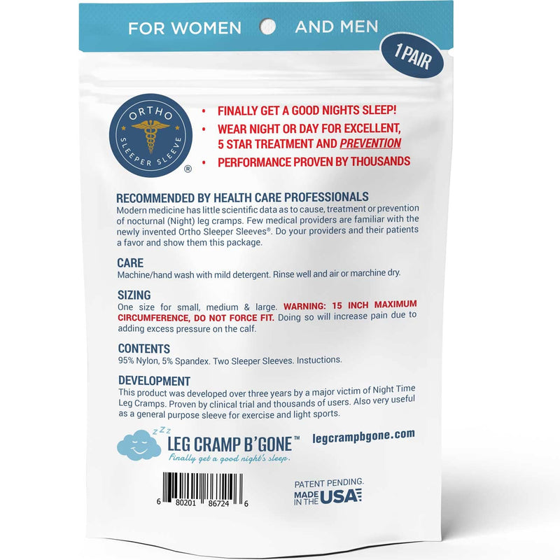 Sleeper Sleeves Can Stop and Prevent Night Leg and Foot Cramps - The Original Easy On, Easy Off - Made in USA - Maximum Calf Size - 14 1/2 INCH Circumference - DO NOT Exceed, Pain Will Increase
