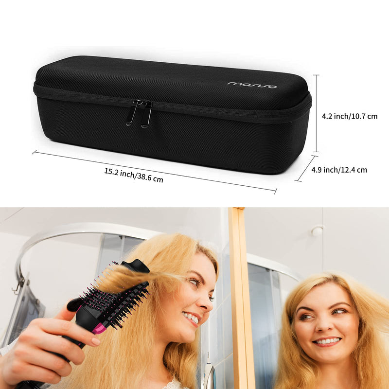 MOSISO Hard Travel Case Storage Bag Compatible with Revlon One-Step Hair Dryer Brush & Volumizer & Styler &Travel Jewelry Organizer Case, Folio Portable Jewelry Bag with PU Handle, Black&Pink