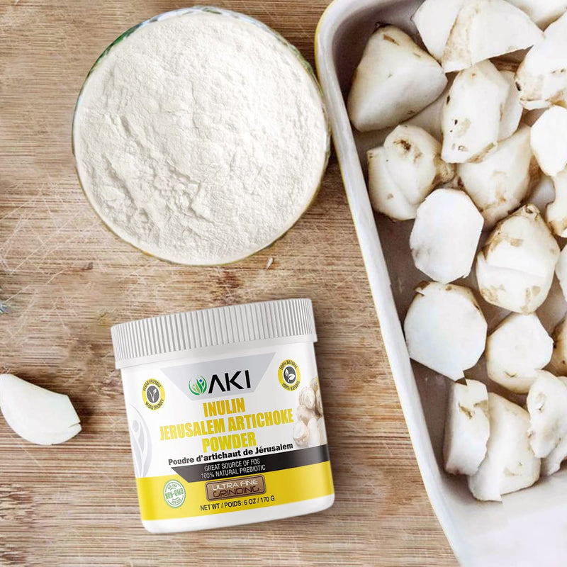 [Australia] - AKI Inulin Jerusalem Artichoke Powder (6oz/170g) Good in Fiber & Prebiotic, Ideal for Coffee, Smoothies, Juice & Other Meals | Vegan, Gluten-Free (Pack of 1) 