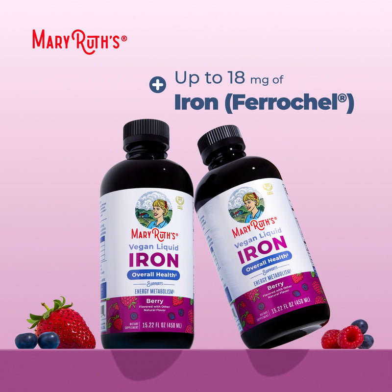 MaryRuth's Liquid Iron Supplement for Women Men & Kids, 15.22 Fl Oz, Vegan | Red Blood Cell Formation, Oxygen Support, Energy Metabolism, Ages 4 & Up, Sugar Free 15.22 Fl Oz (Pack of 1)